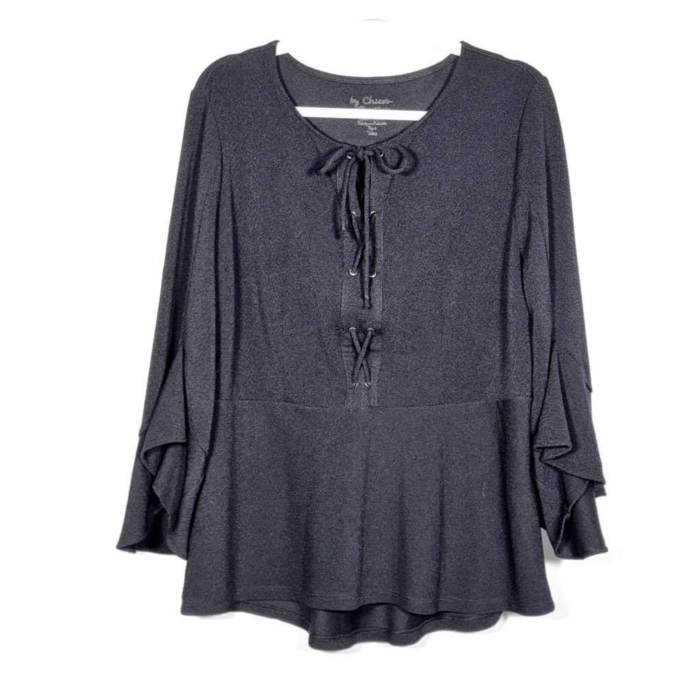 Chico's Bell Sleeve Top Size (2X) Boho Whimsygoth Ruffle